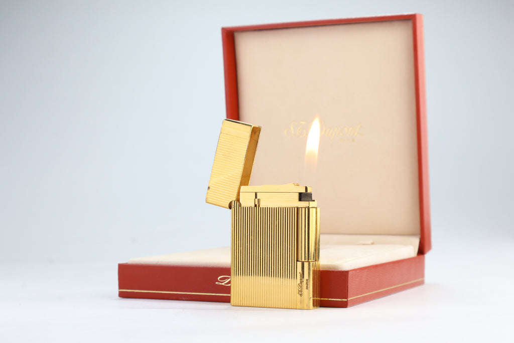 Vintage S.T. Dupont Gatsby gold vertical stripes lighter