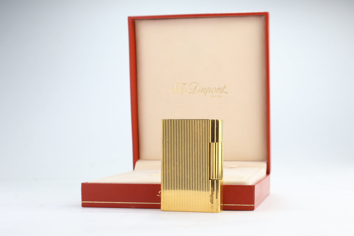 Vintage S.T. Dupont Gatsby gold vertical stripes lighter