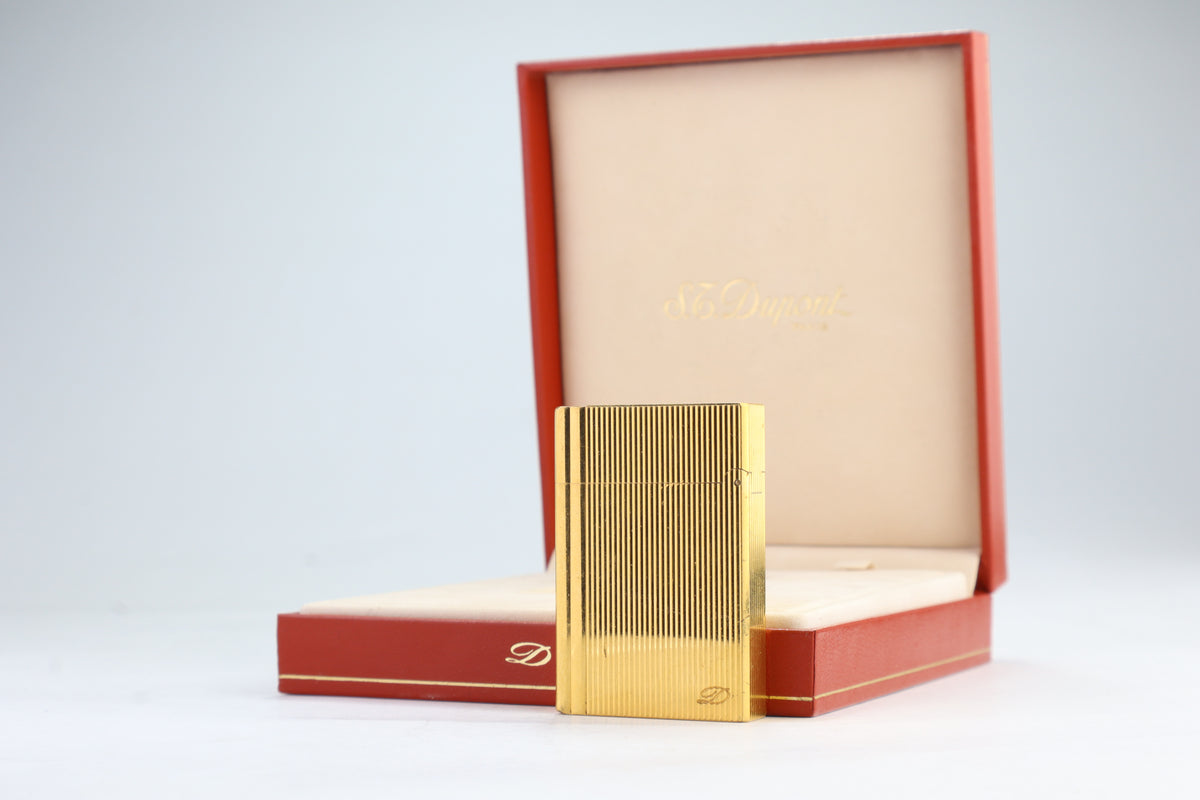 Vintage S.T. Dupont Gatsby gold vertical stripes lighter