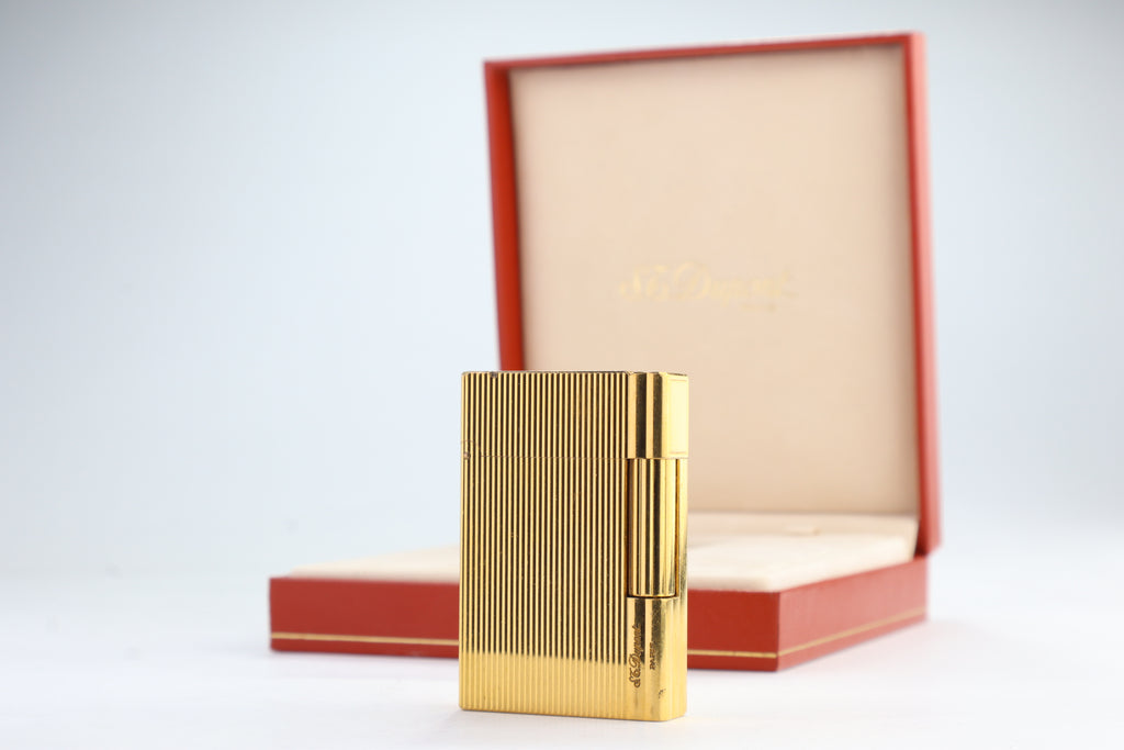 Vintage S.T. Dupont Gatsby gold vertical stripes lighter