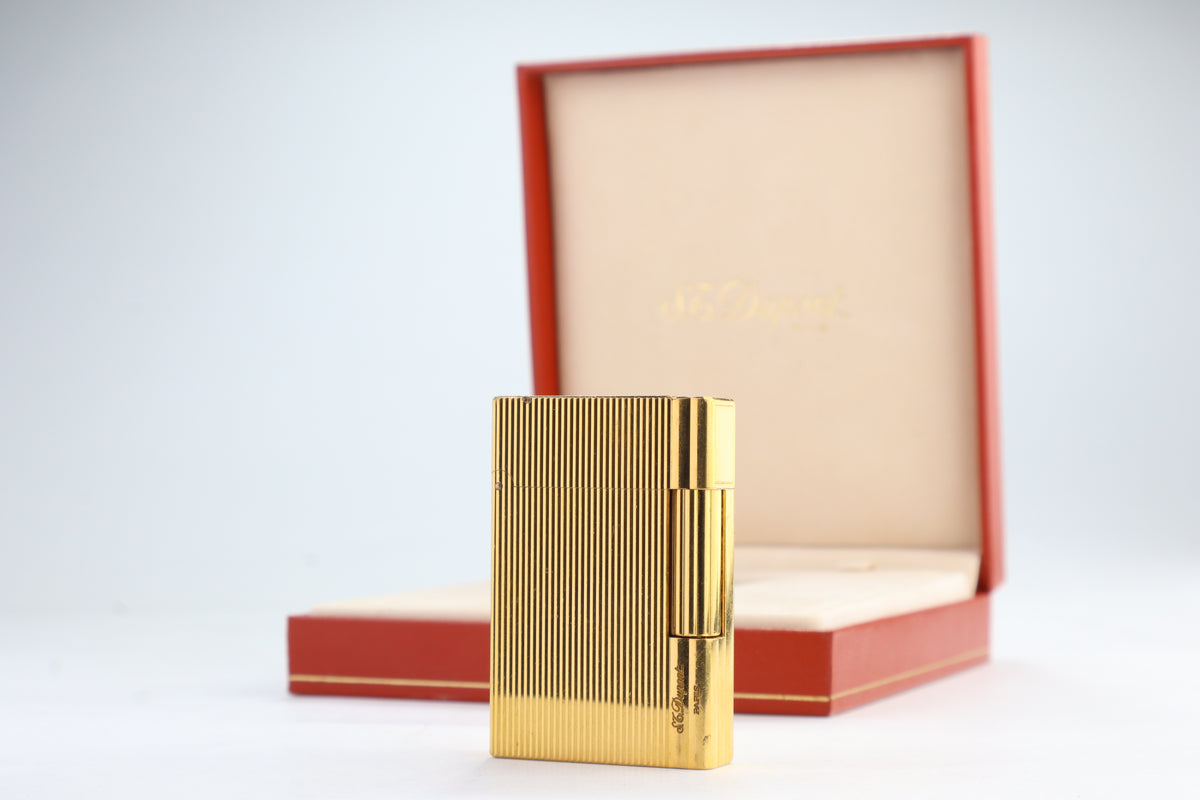 Vintage S.T. Dupont Gatsby gold vertical stripes lighter