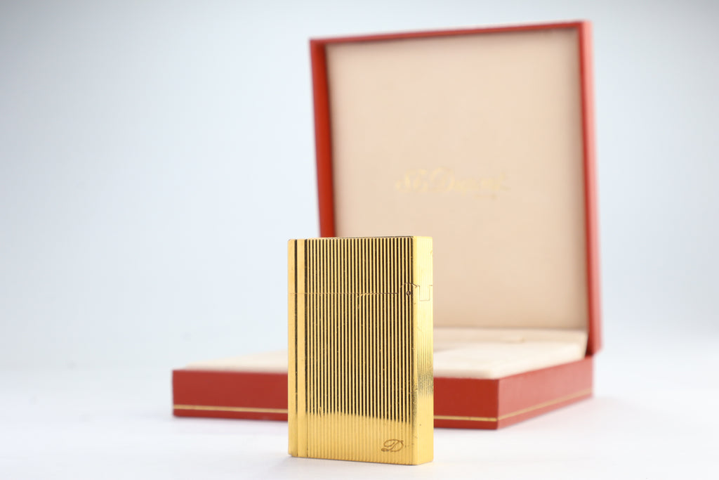 Vintage S.T. Dupont Gatsby gold vertical stripes lighter