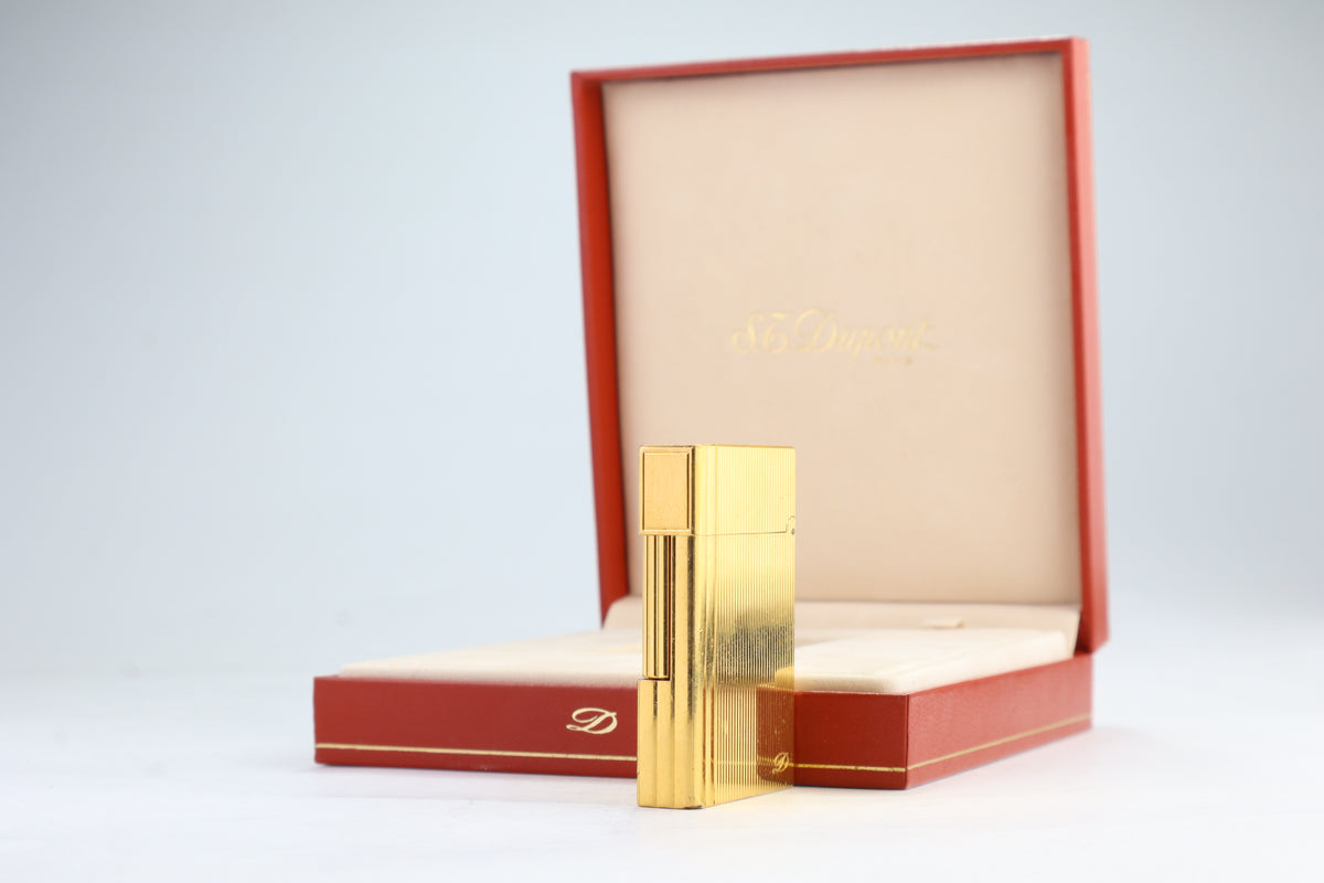 Vintage S.T. Dupont Gatsby gold vertical stripes lighter