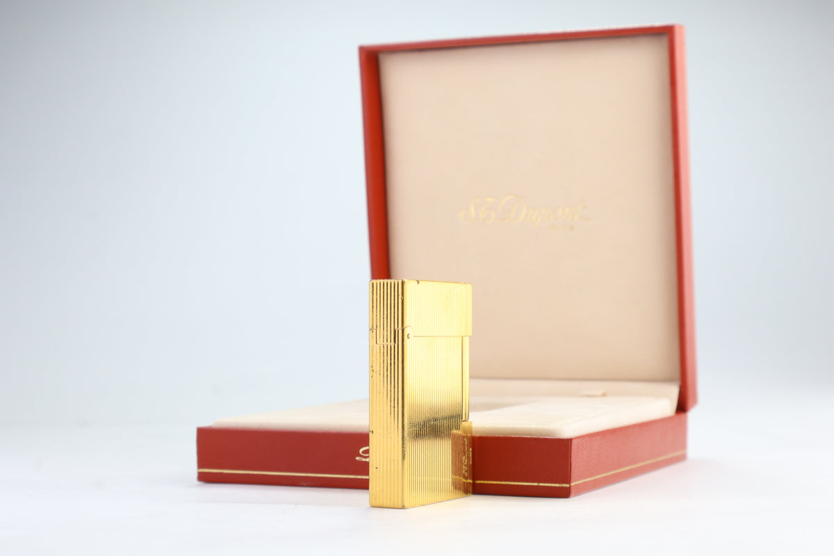 Vintage S.T. Dupont Gatsby gold vertical stripes lighter