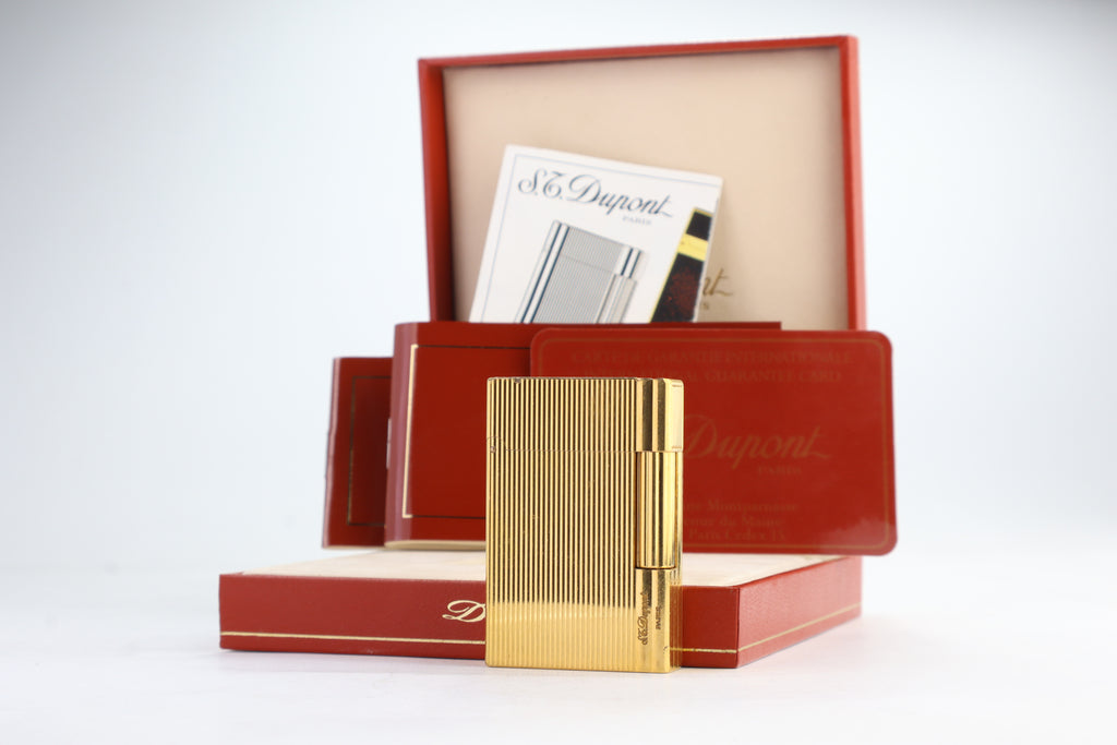 Vintage S.T. Dupont Gatsby gold vertical stripes lighter