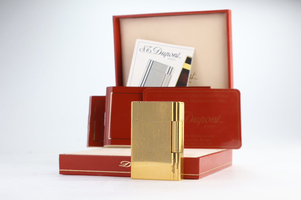 Vintage S.T. Dupont Gatsby gold vertical stripes lighter