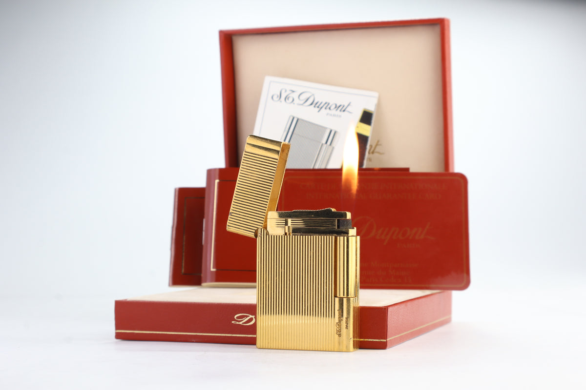 Vintage S.T. Dupont Gatsby gold vertical stripes lighter