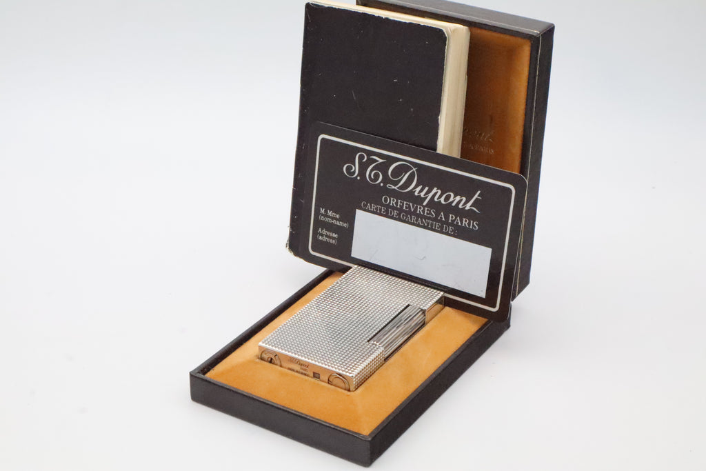 S.T. Dupont Ligne 2 Grand Modele large silver diamond tip lighter, full set with box and papers