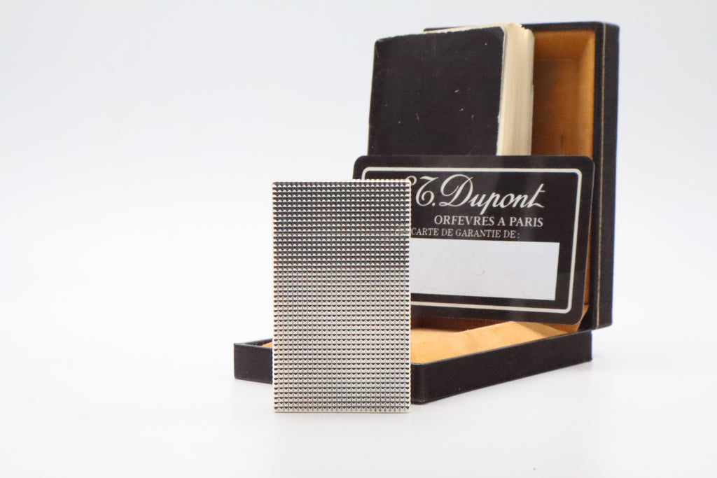 S.T. Dupont Ligne 2 Grand Modele large silver diamond tip lighter, full set with box and papers