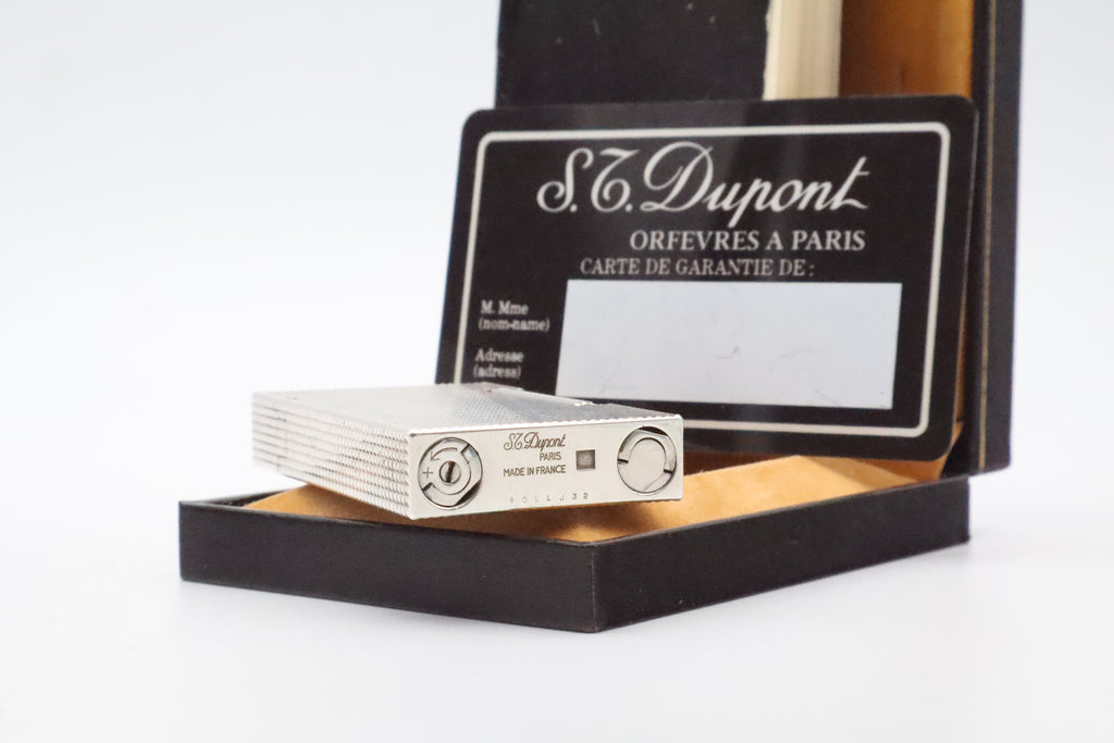 S.T. Dupont Ligne 2 Grand Modele large silver diamond tip lighter, full set with box and papers