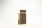 Prototype S.T. Dupont Ligne 2 Grand Modele lighter in gold plate with real wood inlay panels, marked MODELE on the base