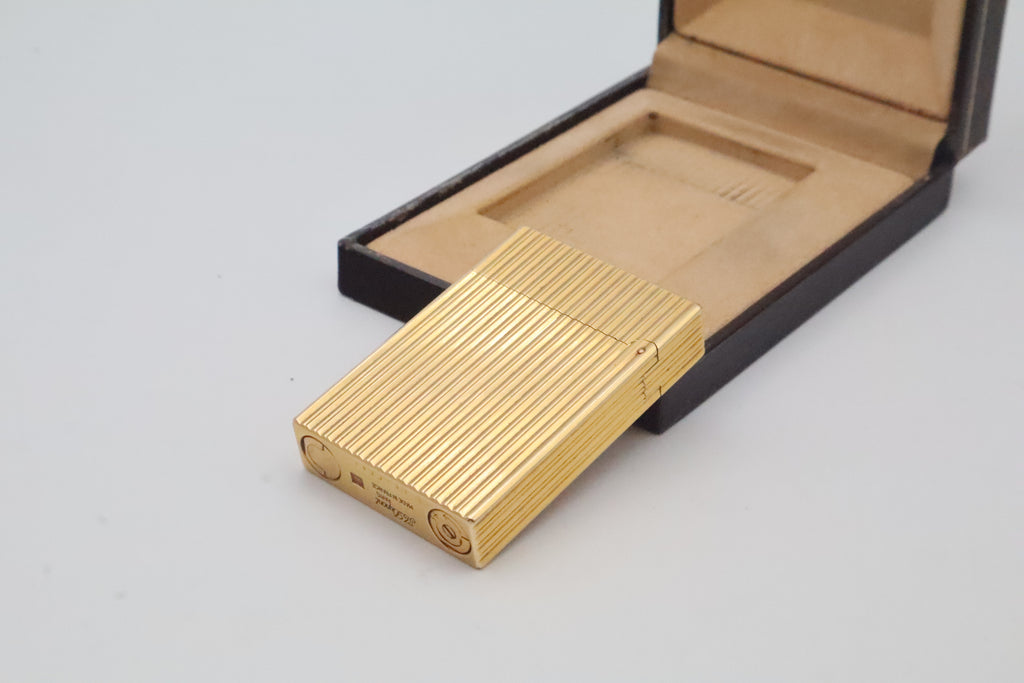 S.T. Dupont Ligne 2 Petit Modele small gold vertical stripes lighter with its original box