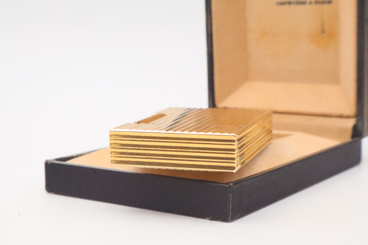 S.T. Dupont Ligne 2 Petit Modele small gold vertical stripes lighter with its original box