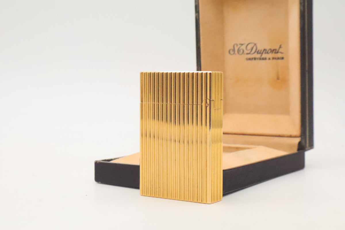 S.T. Dupont Ligne 2 Petit Modele small gold vertical stripes lighter with its original box