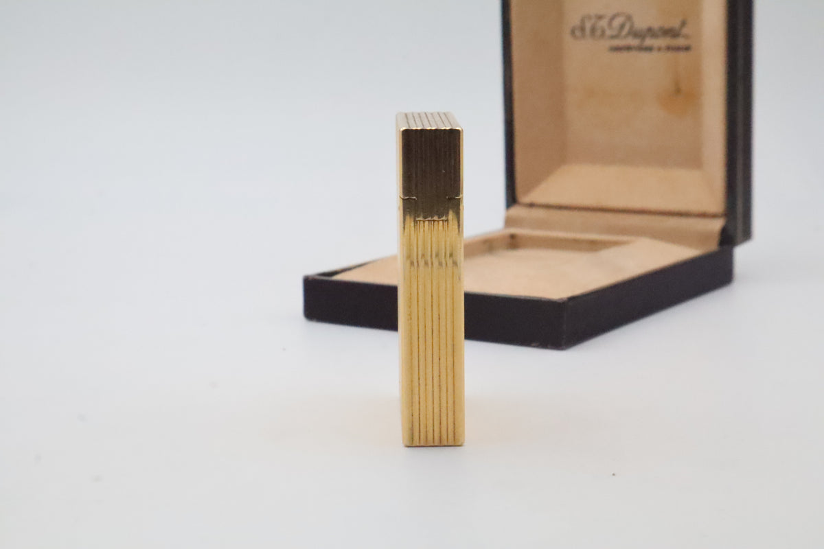 S.T. Dupont Ligne 2 Petit Modele small gold vertical stripes lighter with its original box