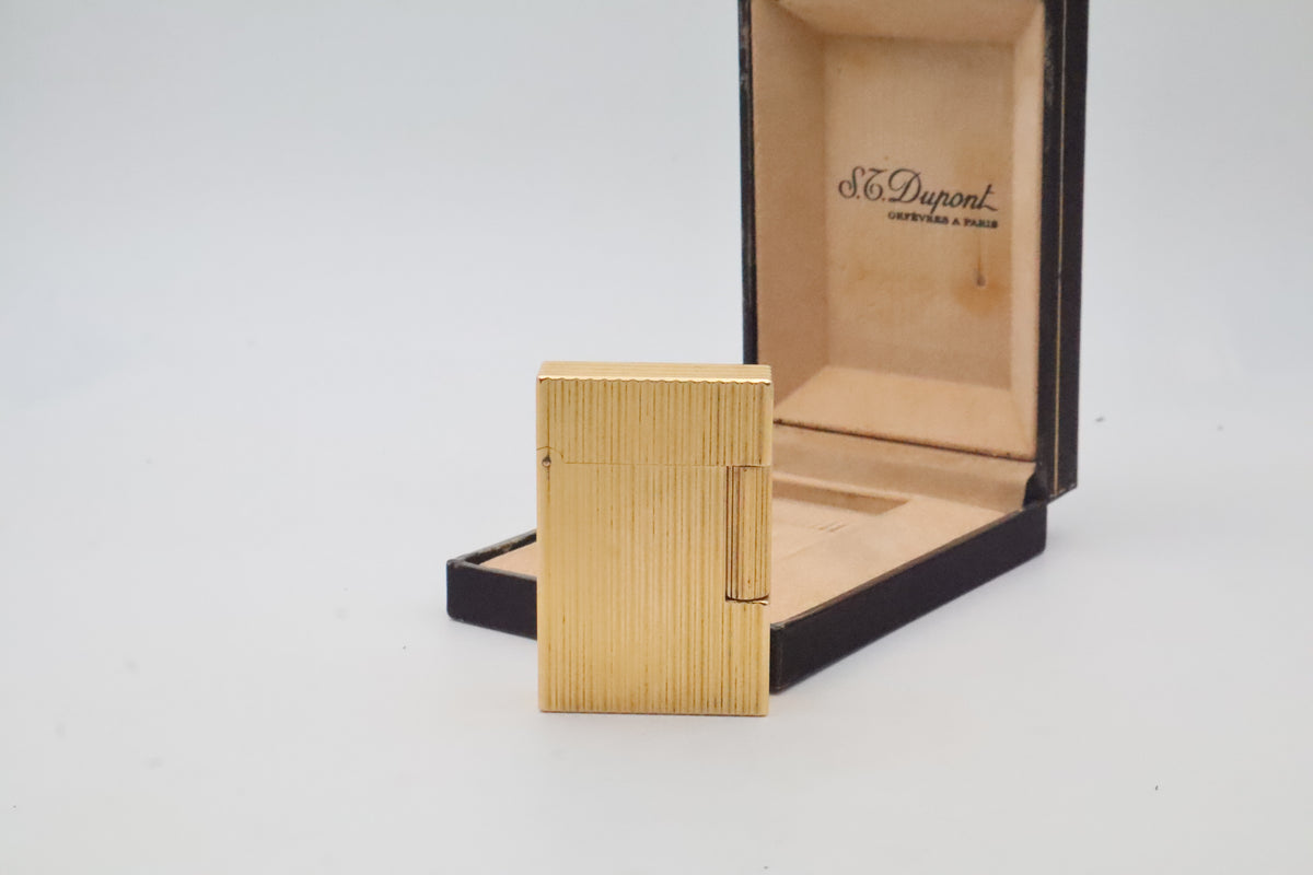 S.T. Dupont Ligne 2 Petit Modele small gold vertical stripes lighter with its original box