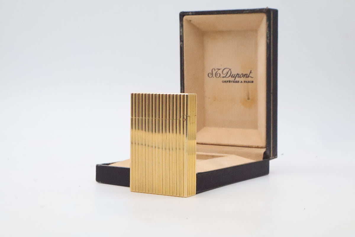 S.T. Dupont Ligne 2 Petit Modele small gold vertical stripes lighter with its original box