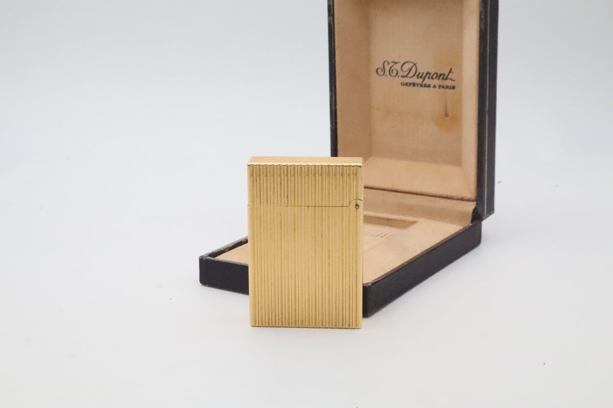 S.T. Dupont Ligne 2 Petit Modele small gold vertical stripes lighter with its original box