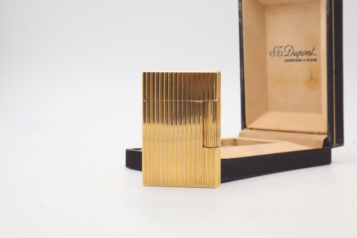 S.T. Dupont Ligne 2 Petit Modele small gold vertical stripes lighter with its original box