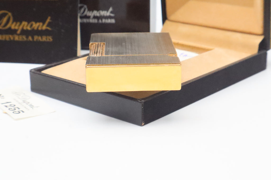 S.T. Dupont Ligne 2 Petit Modele small brushed palladium lighter, reference 15401, new old stock with box, guarantee card and papers