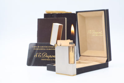 S.T. Dupont Ligne 2 Grand Modele large brushed palladium lighter, reference 16401, new old stock with box, guarantee card and papers