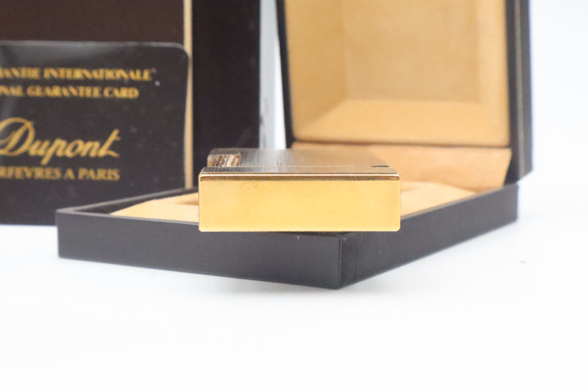 S.T. Dupont Ligne 2 Grand Modele large brushed palladium lighter, reference 16401, new old stock with box, guarantee card and papers