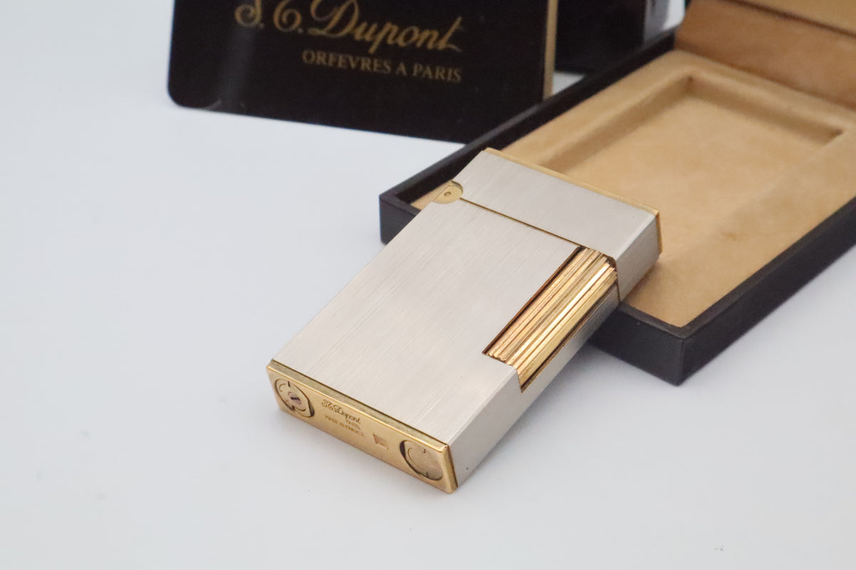 S.T. Dupont Ligne 2 Grand Modele large brushed palladium lighter, reference 16401, new old stock with box, guarantee card and papers