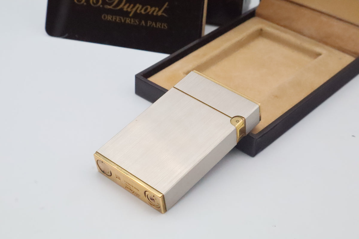 S.T. Dupont Ligne 2 Grand Modele large brushed palladium lighter, reference 16401, new old stock with box, guarantee card and papers