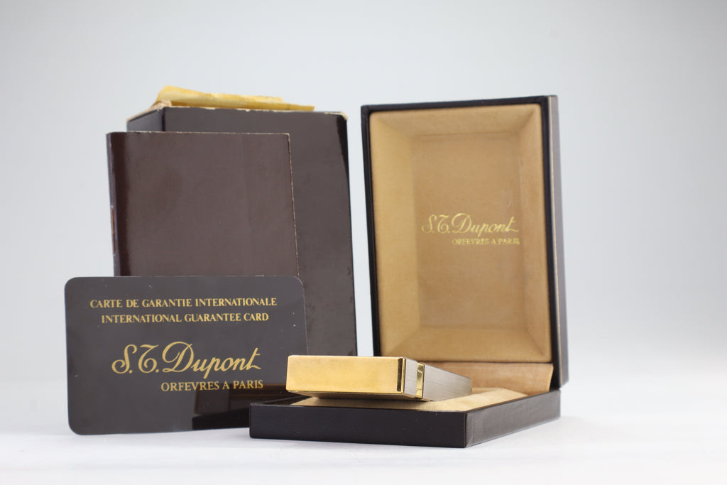 S.T. Dupont Ligne 2 Grand Modele large brushed palladium lighter, reference 16401, new old stock with box, guarantee card and papers