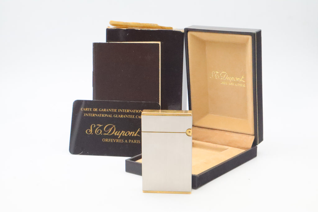 S.T. Dupont Ligne 2 Grand Modele large brushed palladium lighter, reference 16401, new old stock with box, guarantee card and papers