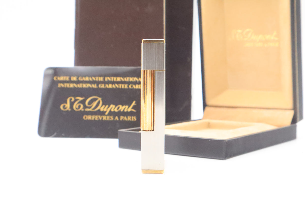 S.T. Dupont Ligne 2 Grand Modele large brushed palladium lighter, reference 16401, new old stock with box, guarantee card and papers