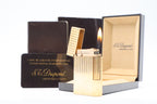 S.T. Dupont Ligne 2 Grand Modele large gold vertical stripes lighter with original box and guarantee card