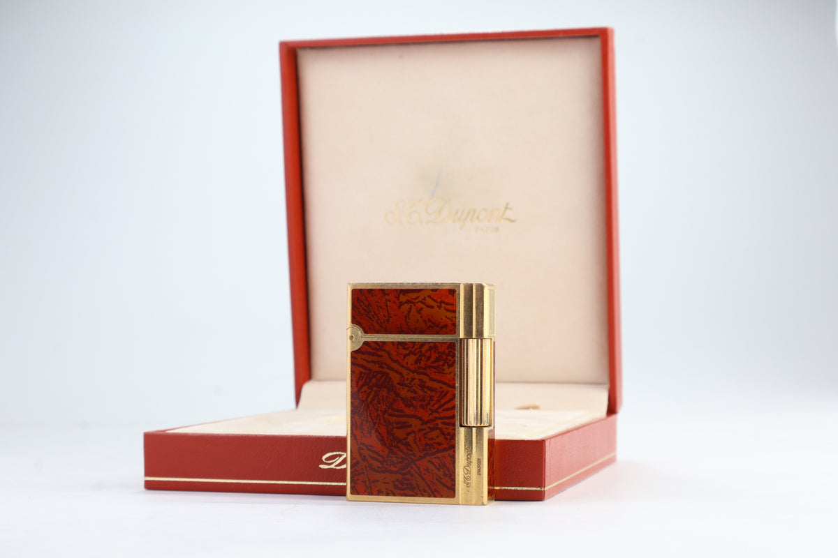 S.T. Dupont Gatsby red laque de chine lighter with box