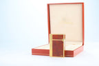 S.T. Dupont Gatsby lighter in marbled red laque de chine with gold plated trim, in its original red box