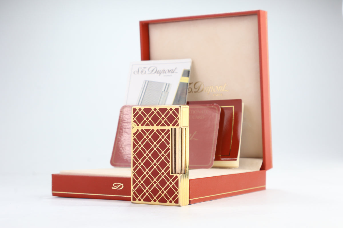 S.T. Dupont Ligne 2 large rouge Cloisonne Laque de Chine lighter with box