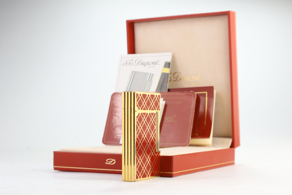 S.T. Dupont Ligne 2 large rouge Cloisonne Laque de Chine lighter with box