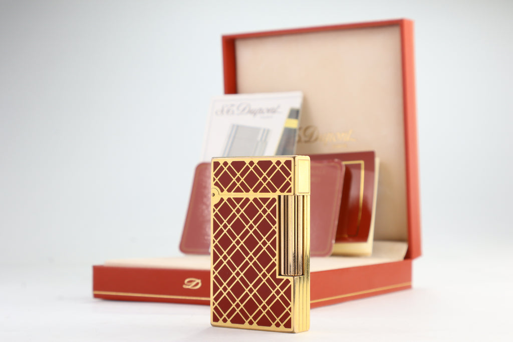 S.T. Dupont Ligne 2 large rouge Cloisonne Laque de Chine lighter with box