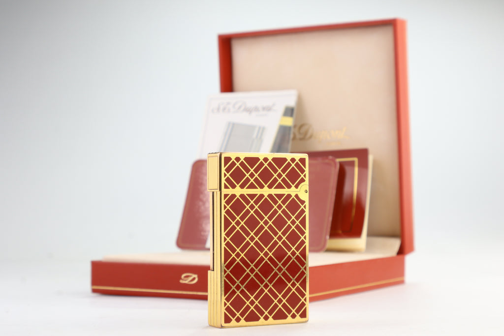 S.T. Dupont Ligne 2 large rouge Cloisonne Laque de Chine lighter with box