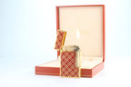 S.T. Dupont Ligne 2 Grand Modele lighter in red laque de chine with a gold cloisonne lattice, in its original red box
