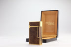 S.T. Dupont Ligne 2 Grand Modele lighter with figured burl wood panels and gold plated trim, with its original box