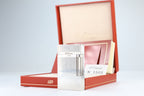 S.T. Dupont Ligne 2 Montparnasse large silver lighter with vertical striping, with its red box, papers and guarantee card