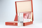 S.T. Dupont Ligne 2 Montparnasse large silver lighter with vertical striping, with its red box, papers and guarantee card