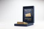 S.T. Dupont Ligne 2 pipe lighter in gold with vertical striping, with its navy box and numbered certificate