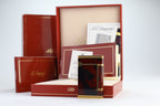 S.T. Dupont Ligne D lighter in marbled Normandie laque de chine with gold trim, with its red box, papers and numbered lacquer certificate
