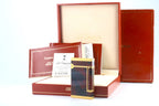 S.T. Dupont Ligne D lighter in marbled Normandie laque de chine with gold trim, with its red box, papers and numbered lacquer certificate